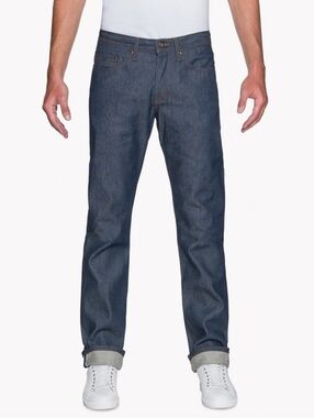 Naked & Famous Weired Guy Straight-Leg darkwashed indigo selvedge denim jeans